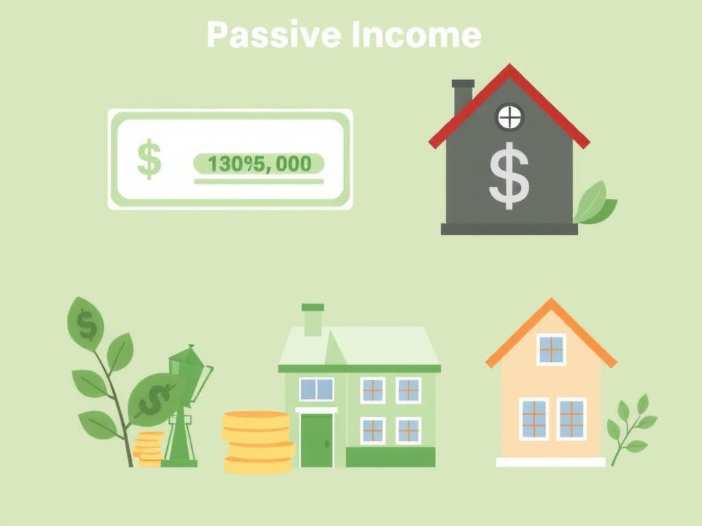 Passive income investment types showing dividend stocks, bonds, and rental properties Passive income investment types showing dividend stocks, bonds, and rental properties