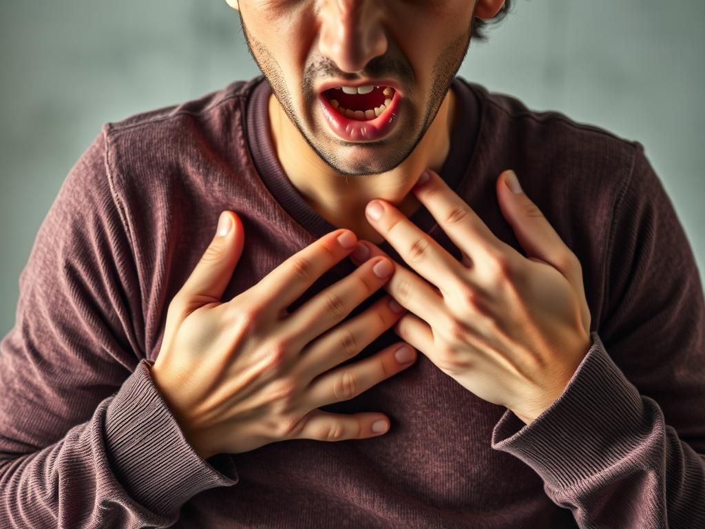 Person experiencing a panic attack with visible physical symptoms